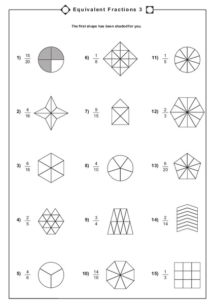Equivalent Fractions 3 Worksheet