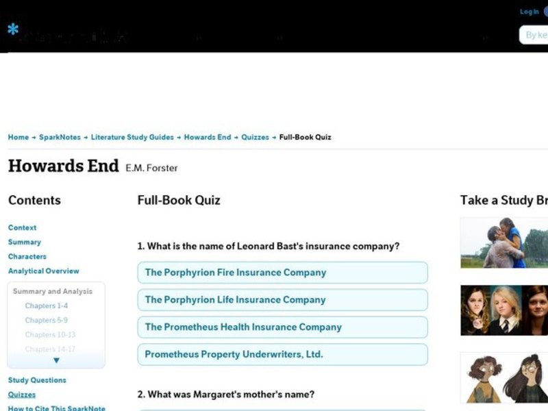 Howards End Quiz Interactive