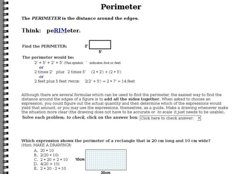 Four Rectangle Perimeter Problems Interactive
