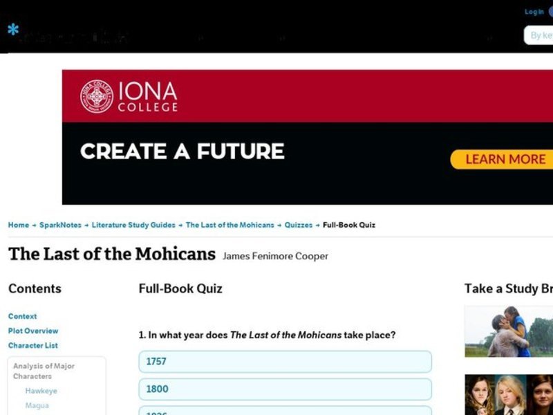 The Last of the Mohicans Quiz Interactive