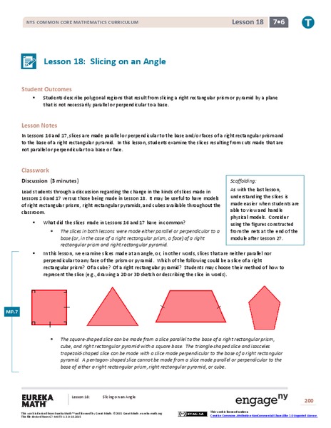 Slicing on an Angle Lesson Plan