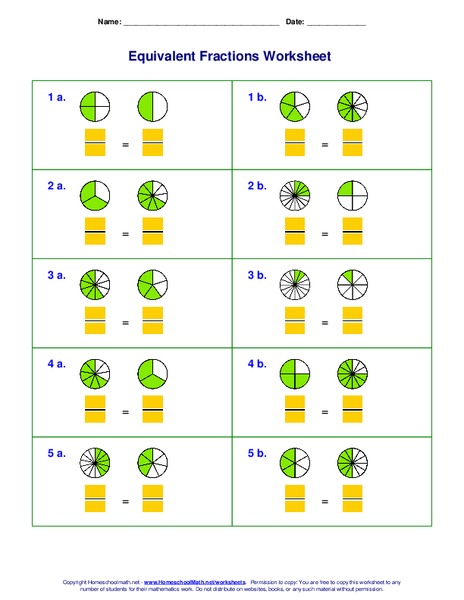 Equivalent Fractions Worksheet Worksheet