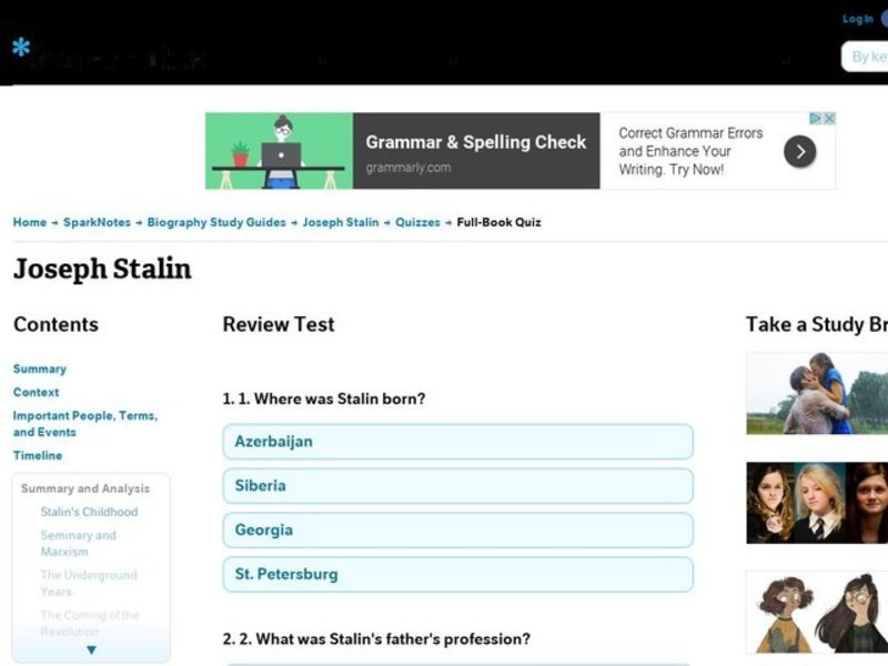 Joseph Stalin: Multiple Choice Interactive