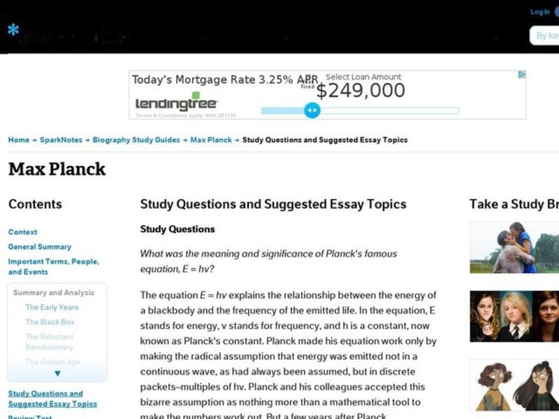 Max Planck Study Questions      Interactive