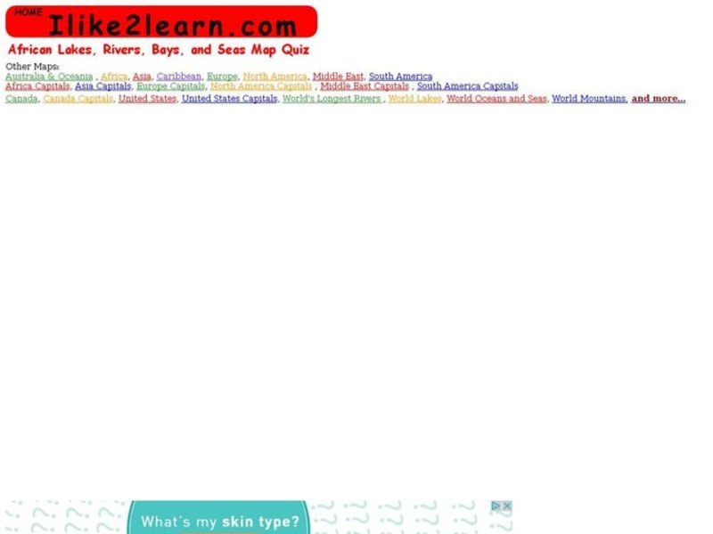 African Lakes, Rivers, Bays, and Seas Map Quiz   Interactive