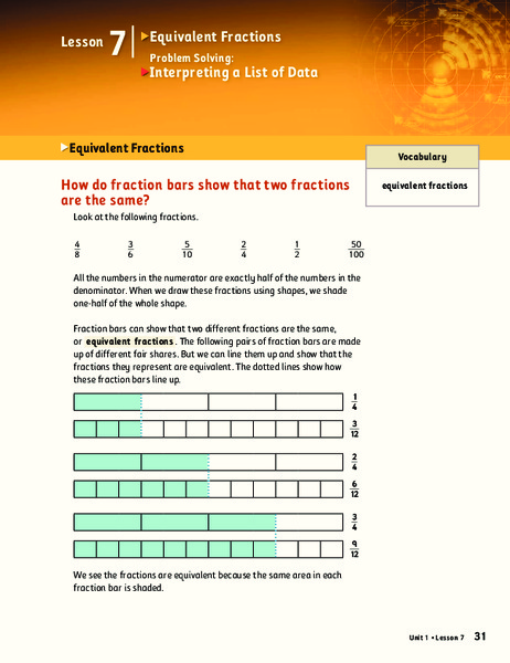 Equivalent Fractions Lesson Plan