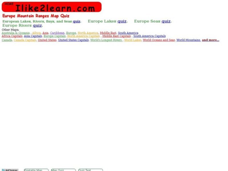 Europe Mountain Ranges Map Quiz Interactive