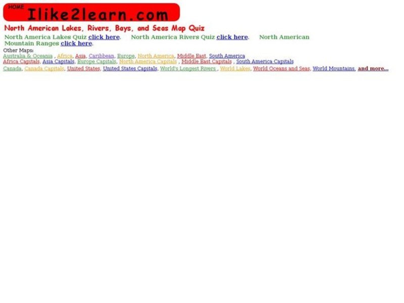 North American Lakes, Rivers, Bays, and Seas Map Quiz Interactive