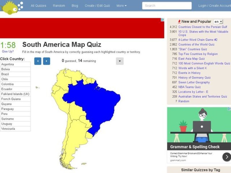 South America Map Quiz Interactive