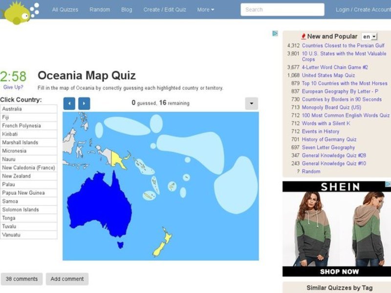 Oceania Map Quiz Interactive