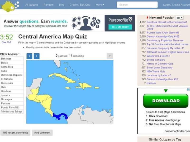 Central America Map Quiz Interactive