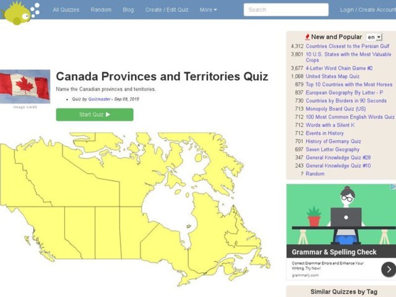 Canadian Provinces Quiz Interactive
