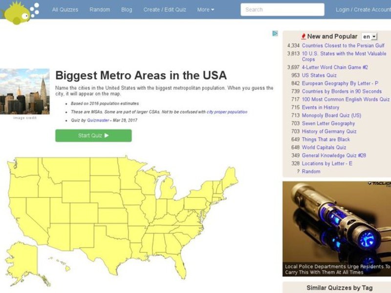 Biggest Metro Areas in the USA Interactive