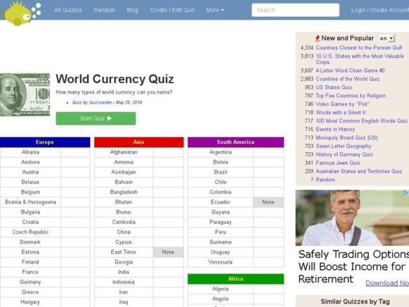 World Currency Quiz Interactive
