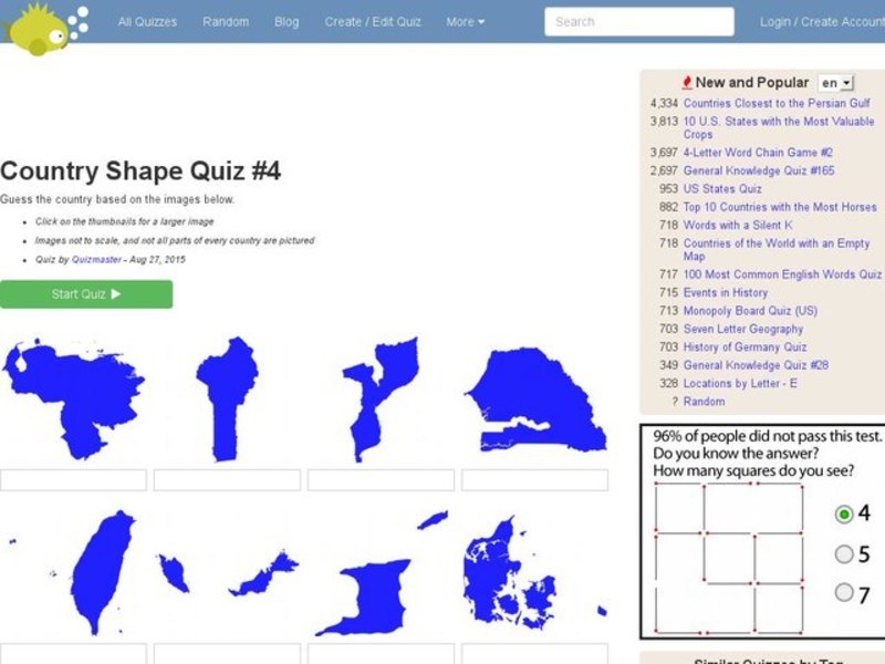 Country Shape Quiz #4 Interactive
