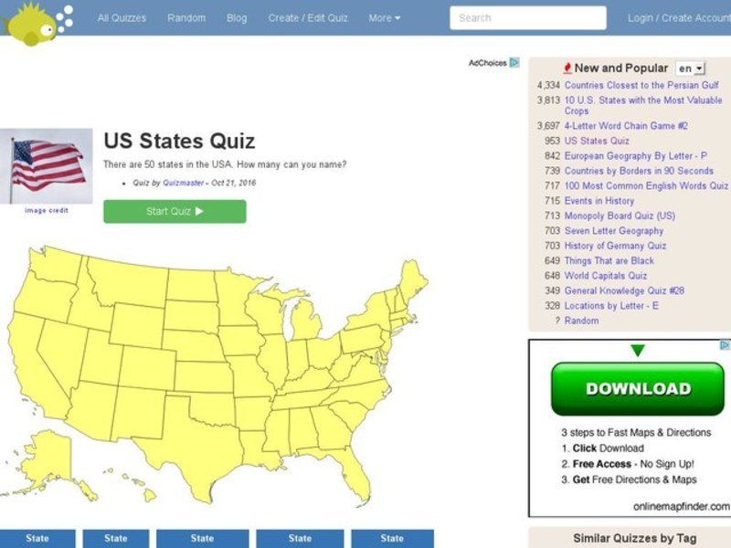 States in the USA Quiz Interactive