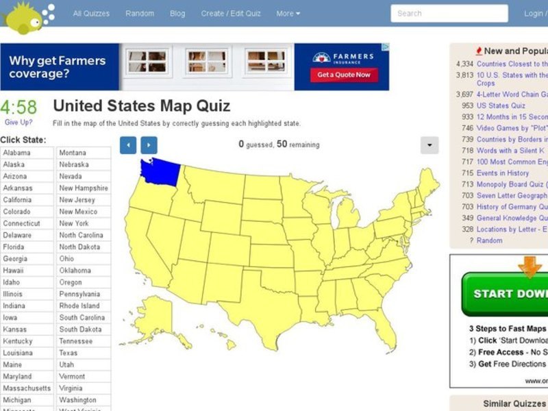 United States Map Quiz Interactive