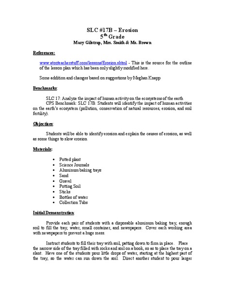 Erosion Lesson Plan