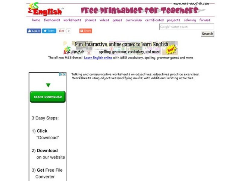 ESL Conversational Adjectives Worksheet