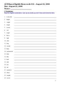 ESL Vocabulary Practice Worksheet