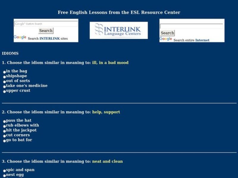 ESL-Idioms Worksheet
