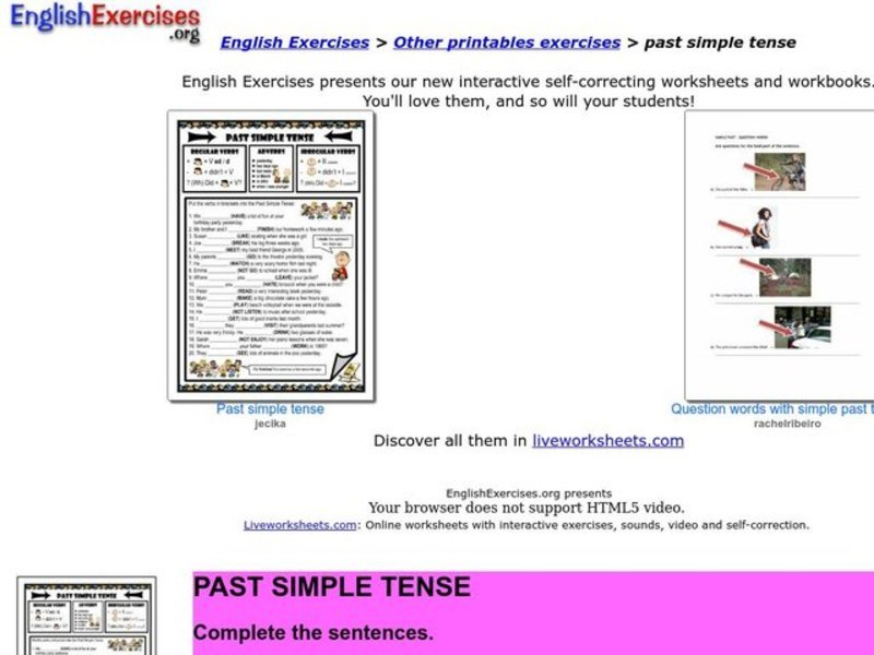 ESL-Past Simple Tense Interactive