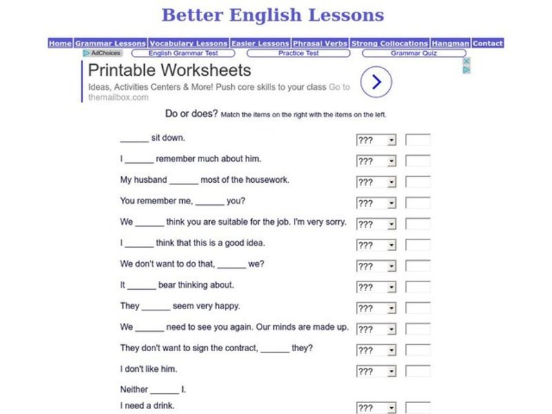 ESL: Do or Does? Interactive
