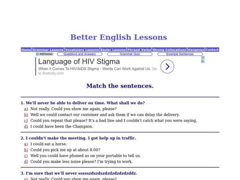 ESL: Matching Sentences Interactive