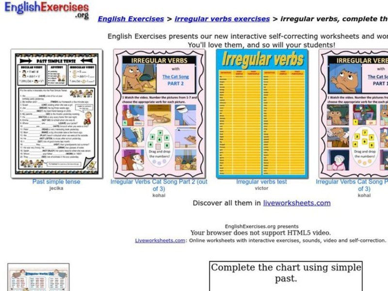 ESL: Irregular Verbs Organizer