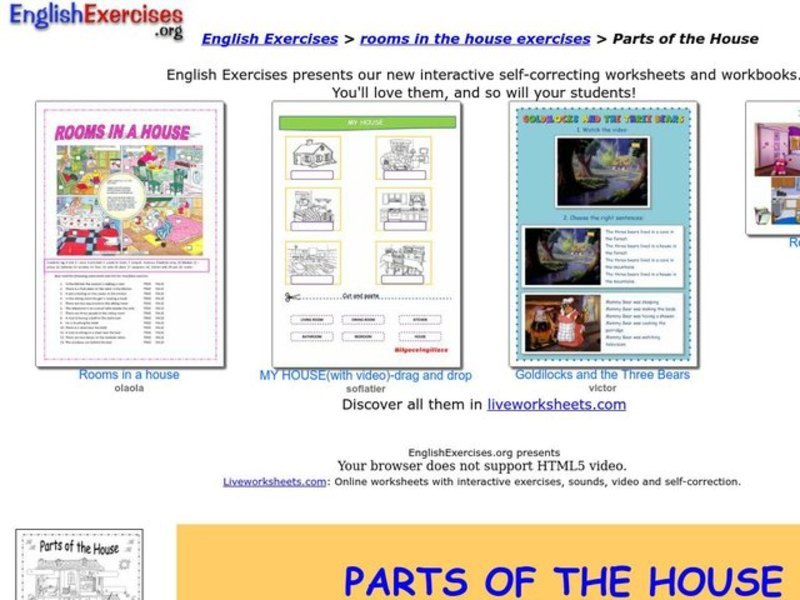 ESL: Parts of a House Interactive