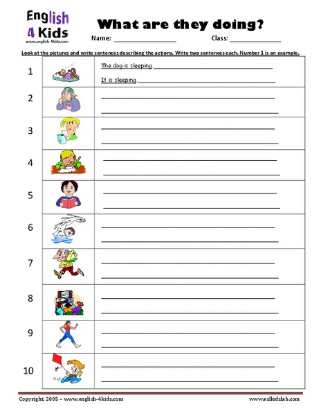 ESL: What Are They Doing? Worksheet