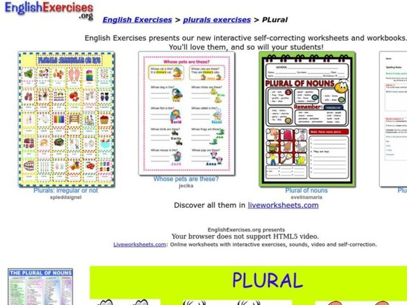 ESL: Plurals Interactive