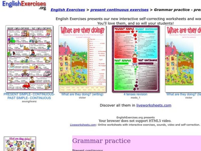 ESL: Present Continuous Tense Interactive