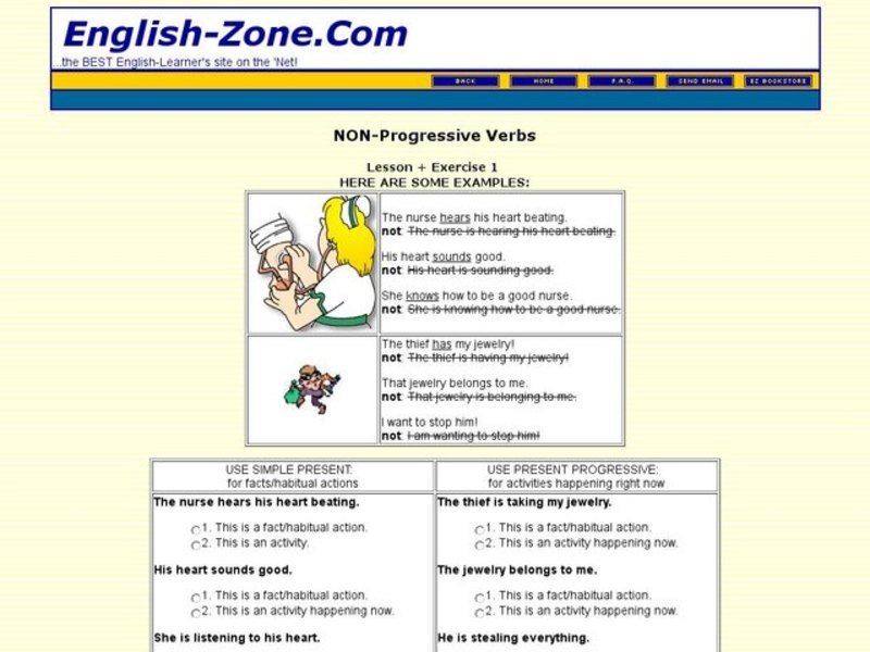 ESL: Non-Progressive Verbs Interactive