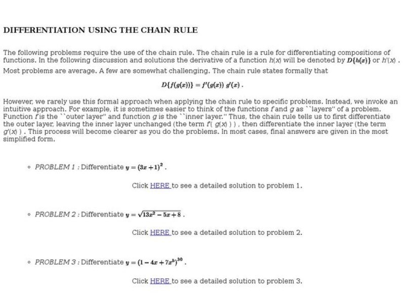 Differentiation Using the Chain Rule Interactive