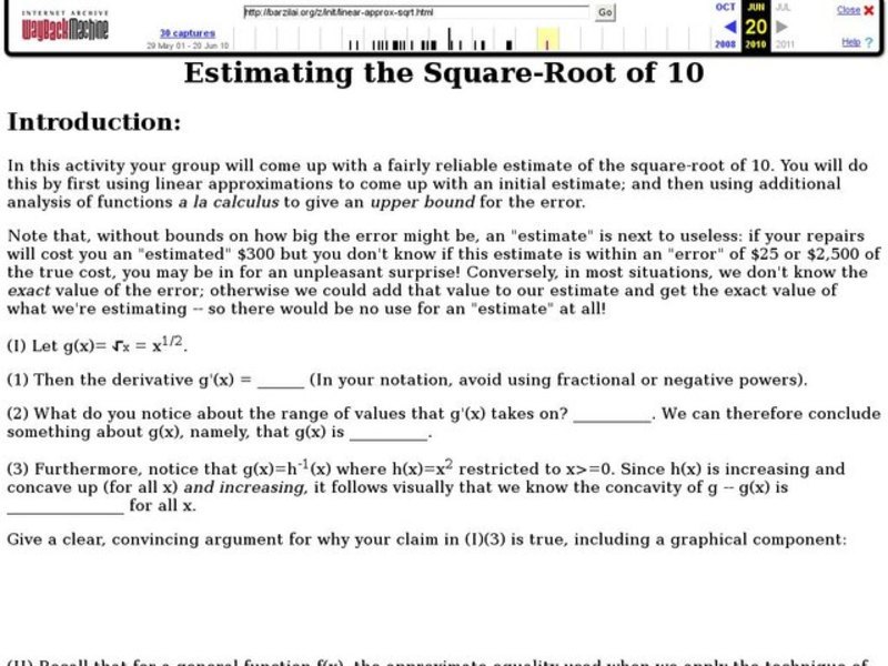 Estimating the Square- Root of Ten Interactive