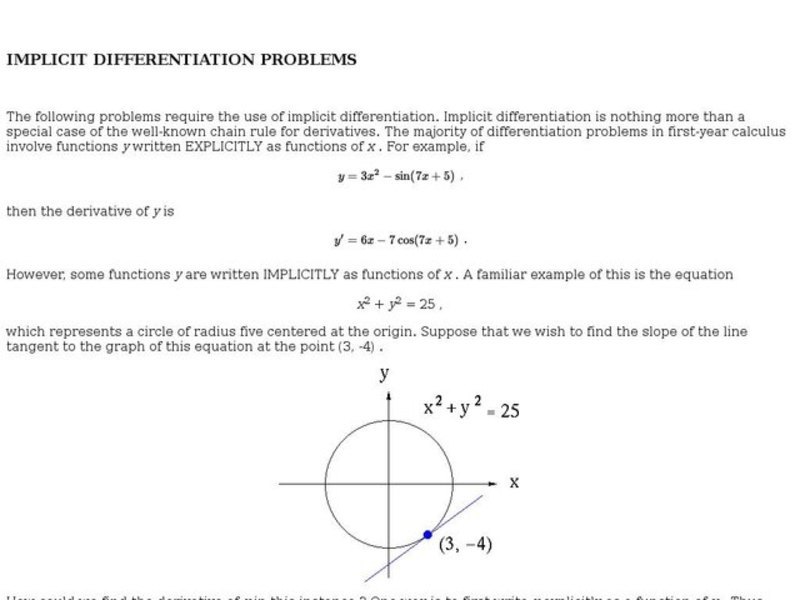 Implicit Differentiation Problems Interactive