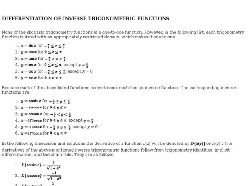 Inverse Trig Functions: Chain Rule Interactive