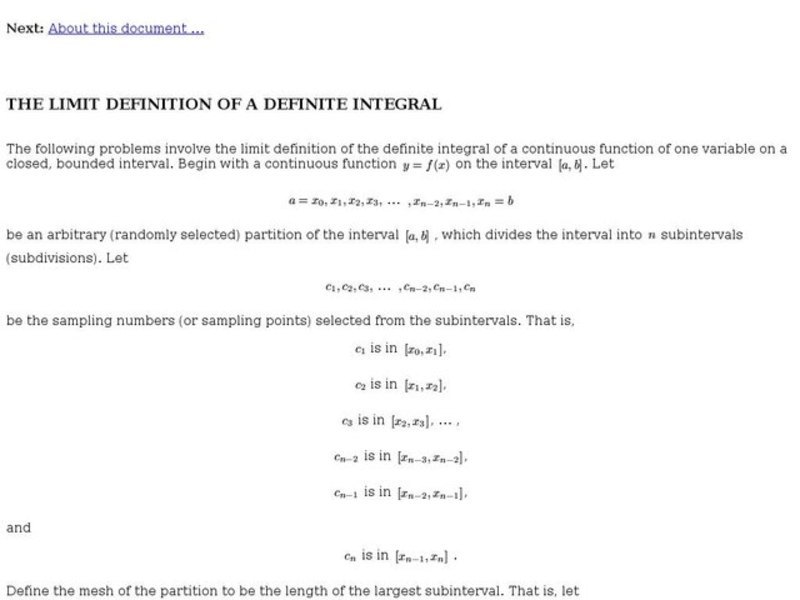 The Limit Definition of a Definite Integral Interactive