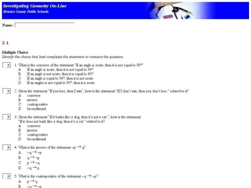 Conditional Statements Multiple Choice Interactive