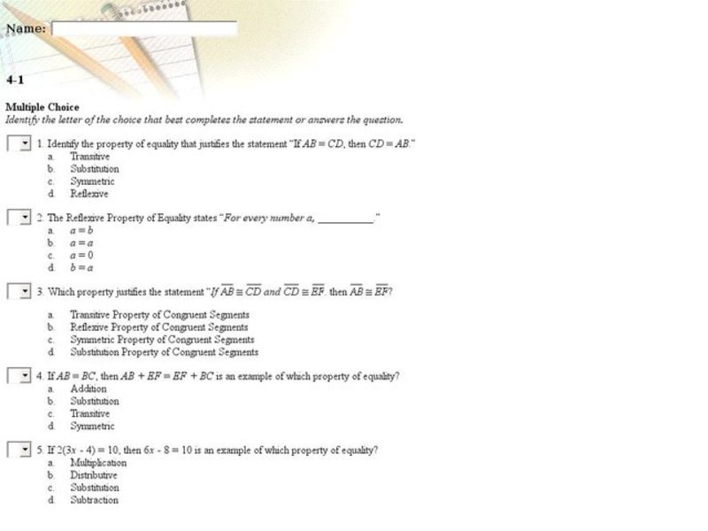 Using Properties Multiple Choice Interactive