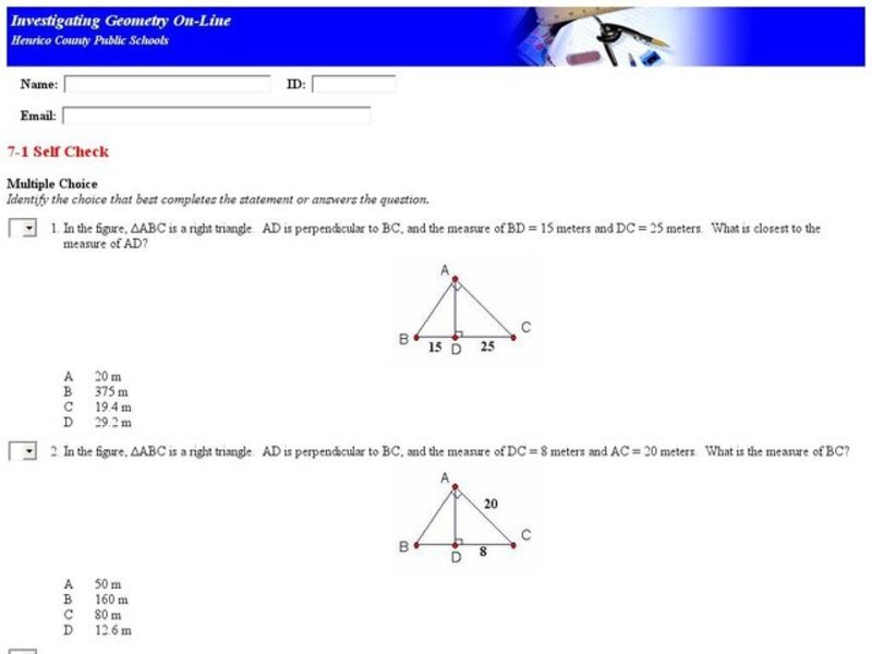Geometric Mean Multiple Choice Interactive