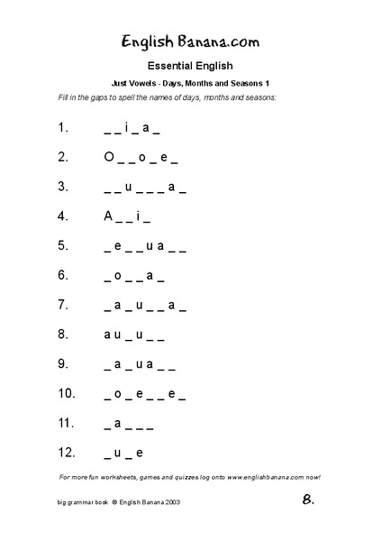 Essential English Worksheet