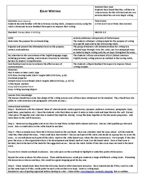 Essay Writing Lesson Plan