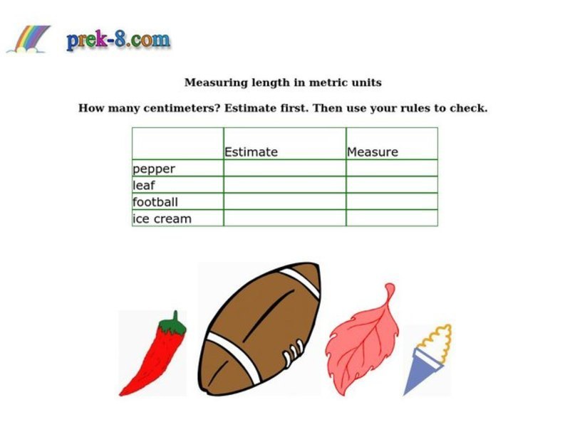 Estimate and Measure Worksheet