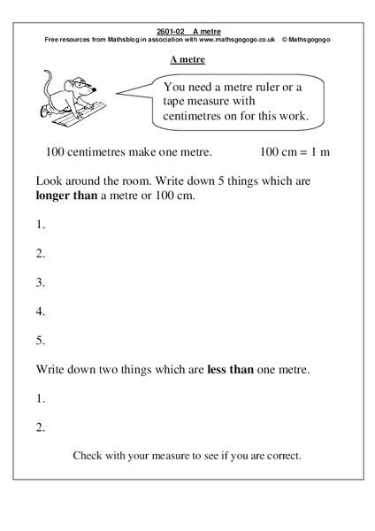 A Metre Worksheet