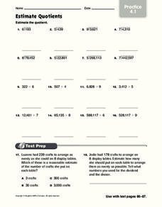 Estimate Quotients: Practice Worksheet
