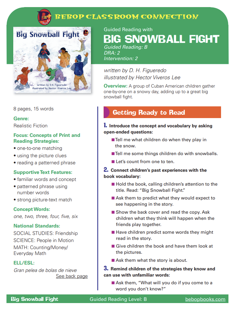 Big Snowball Fight Lesson Plan