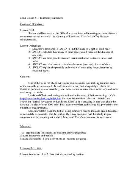 Estimating Distances Lesson Plan