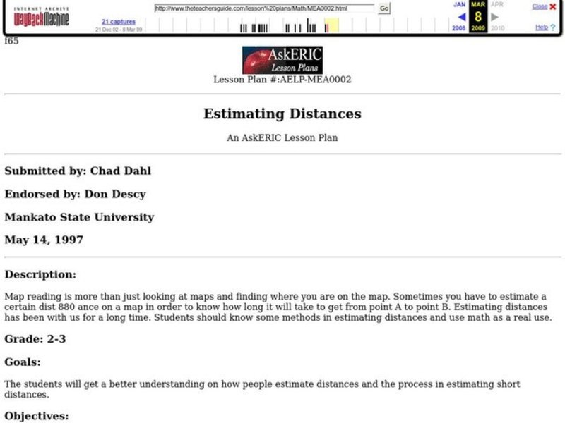 Estimating Distances Lesson Plan